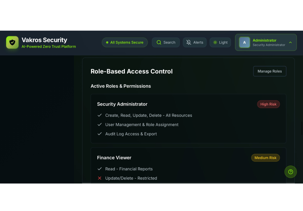 Vakros portal dashboard preview